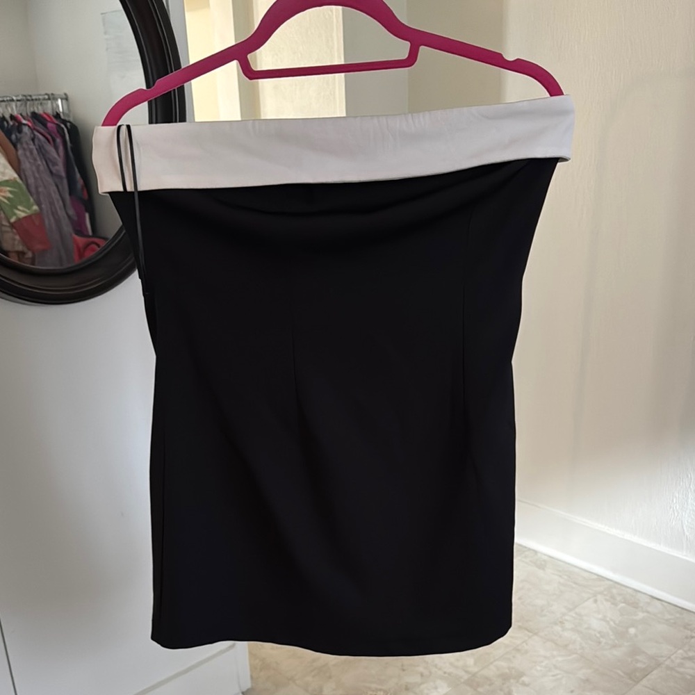 Hello Molly Black and White Off-Shoulder Romper